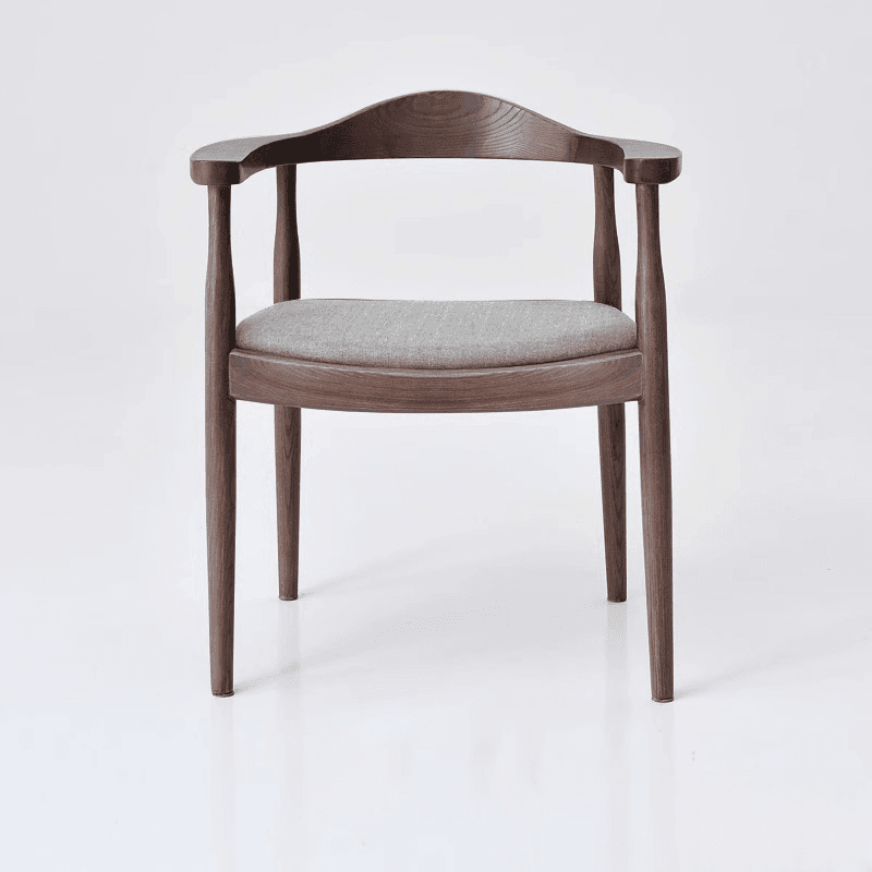 Scandinavian Timber Outlined Leatherette/Linen Firm Arm Chair with Exposed Back and Armrest thumbnail 4
