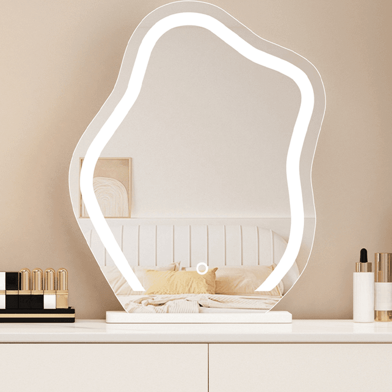 Large/Standard Stone Vanity Set with White Upholstered Chair, 5/8 Drawers, Mirror Lights, and Lighting thumbnail 2