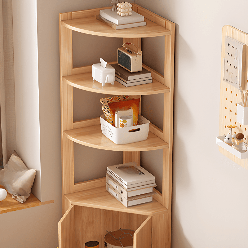 Art Deco Lumber Accent Cabinet Wood Color/Sepia Nook with Storage Cabinet, Pull Knobs and 5 Exterior Shelves/4 Exterior Shelves/3 Exterior Shelves thumbnail 8