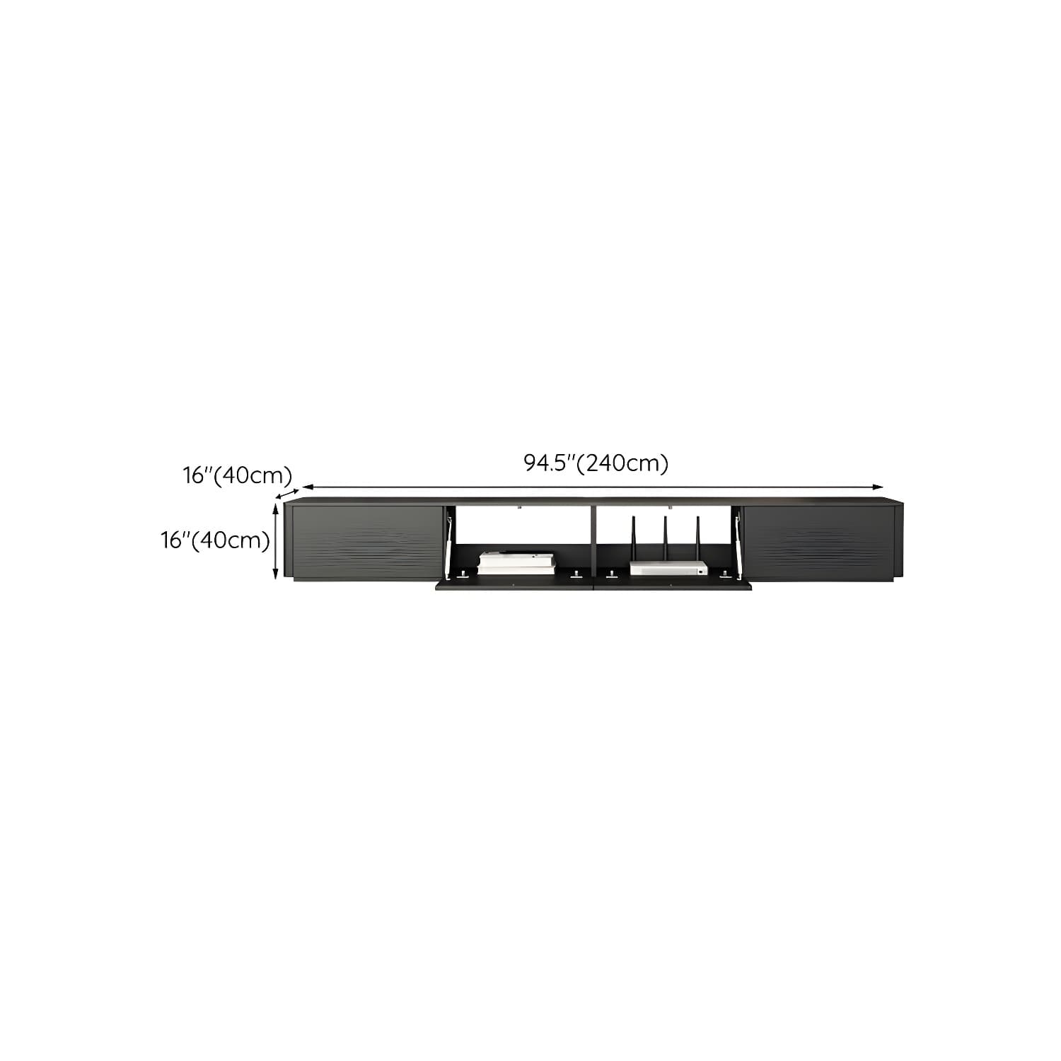 Black Wood TV Stand with Drawers and Cable Management – Modern Style and Low Height thumbnail 18