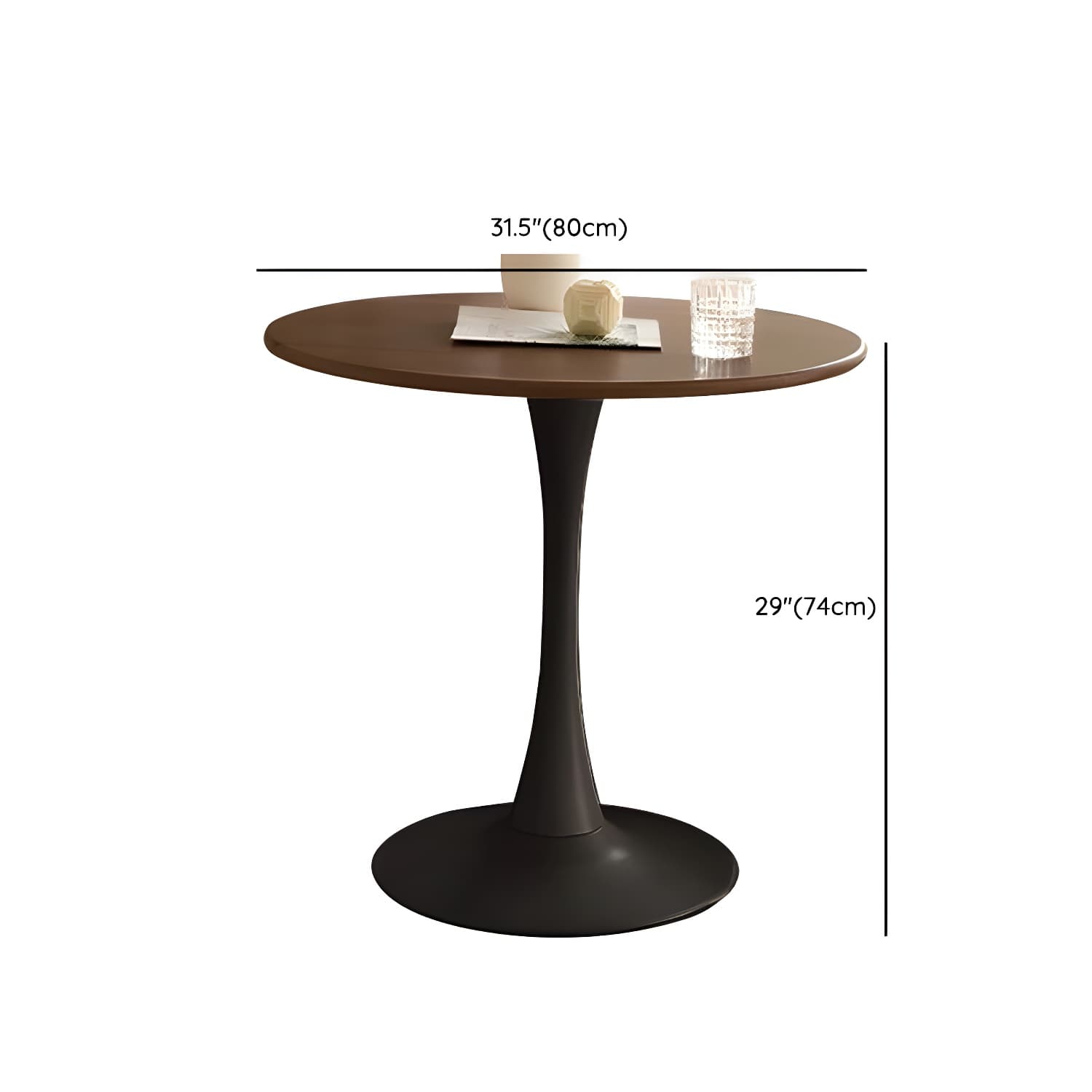 Chic Round Wood Dining Table with Medium Wood Tone and Sleek Steel Tulip Base thumbnail 15
