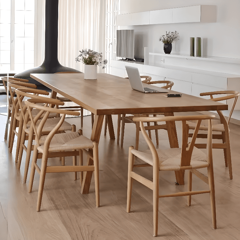 Nordic Style Solid Wood Dining Table Set in Unfinished Color thumbnail 3