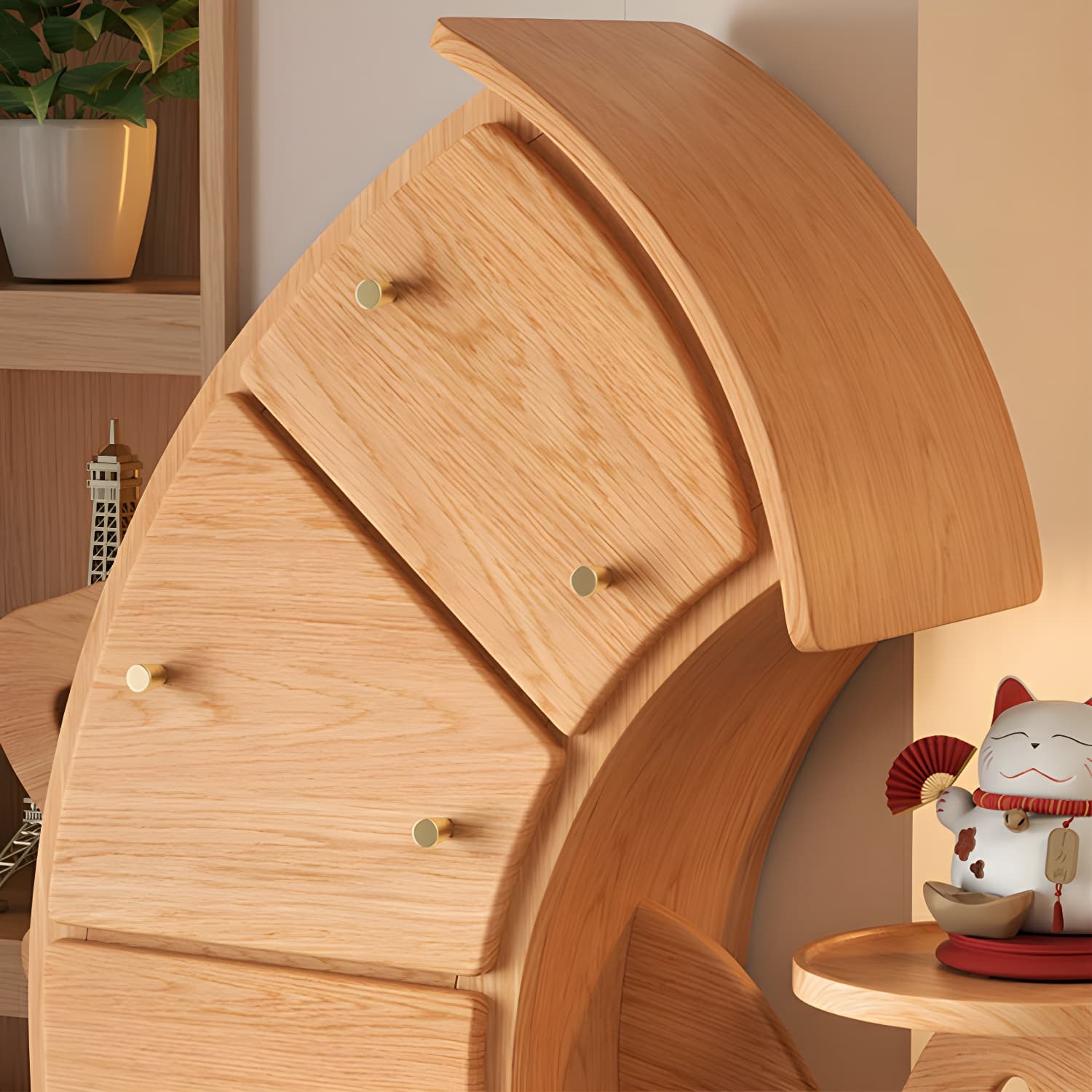 Scandinavian Style Rectangle Accent Chest with Wood Counter Top and Drawers thumbnail 11