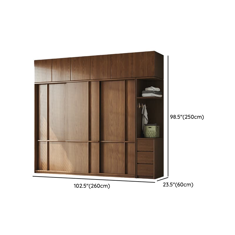 Stylish Coffee Modern Lumber Standalone Armoire Cabinet with Soft Close Drawers and Doors, Interior Shelves thumbnail 34