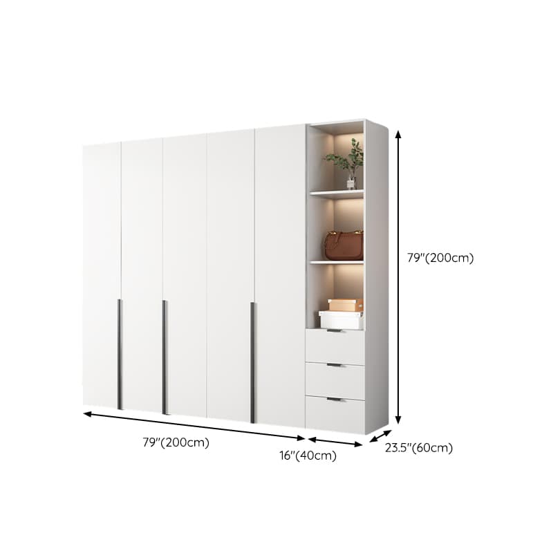 White Wood Wardrobe Armoire with Hinged Doors and Shelves Included thumbnail 27