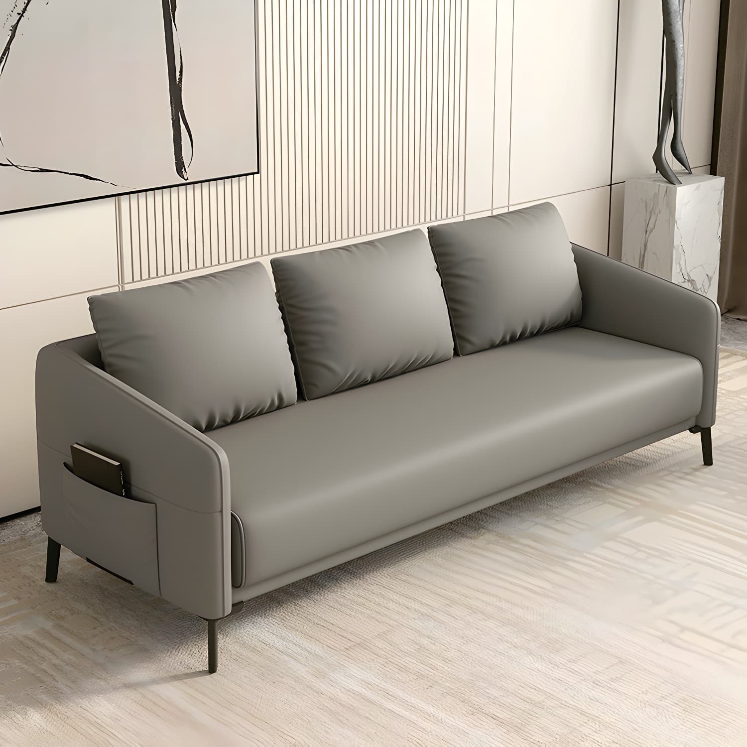 Modern Wood Frame Standard Sofa with Square Arms in Solid Color & Tear Resistant thumbnail 5