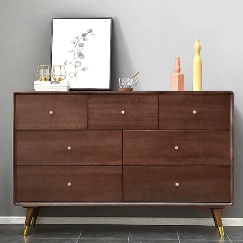 Five-Drawer Wooden Dresser, Natural Color, Modern Design, 50in Length, Pre-Drilled thumbnail 6