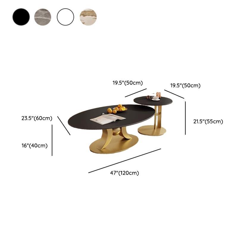 Nested/Single Slate Pedestal Board Game Coffee Table with Black/Light Gray/Chalk Oblong Top thumbnail 13