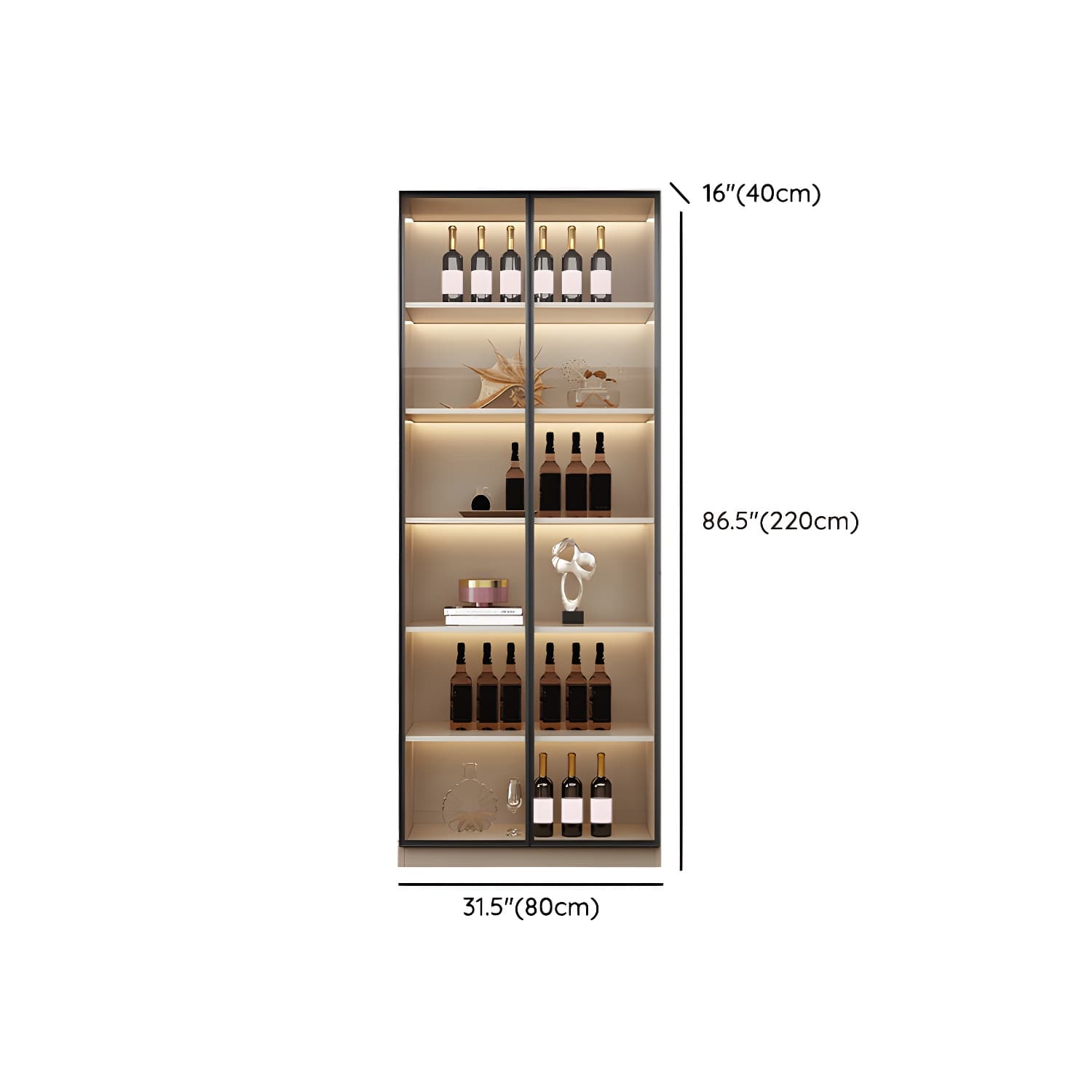 Modern Wood Cabinet with Glass Doors and Non-adjustable Shelves thumbnail 11