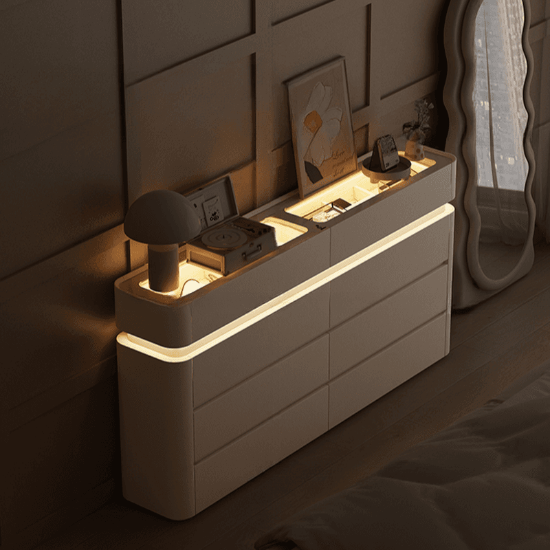 Minimalist Horizontal Console Dresser Illumination Light Timber 8 Drawers thumbnail 6
