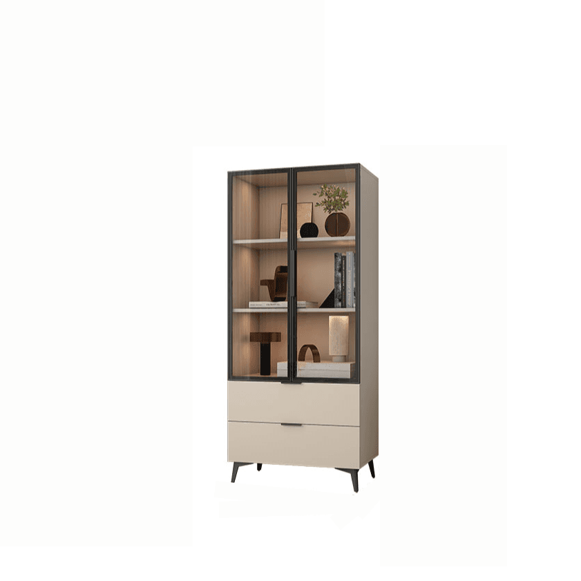 Brown Manufactured Wood Utility Storage Cabinet with Storage Cabinet, Glass Door, Cabinet Bars, Soft Close Drawer and Light thumbnail 6