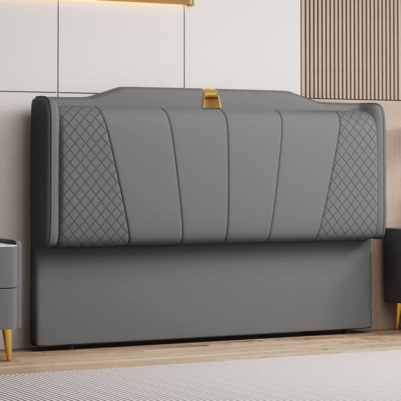 Trendy Panel Headboard in Natural Wood with No Distressing, Scooped Shape for Queen/Full Bed, Sponge Upholstery Fill, Standard Height thumbnail 1