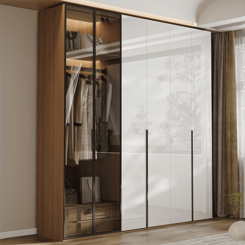 Casual White Lumber Wardrobe Closet with Soft Close Drawer, Door, Interior Shelves, and Clothing Rod thumbnail 6