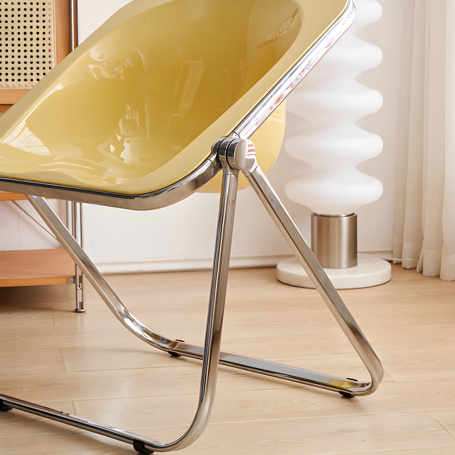 Modern Collapsible Side Chair with Low Back and Foldable Design in Plastic & Acrylic thumbnail 12