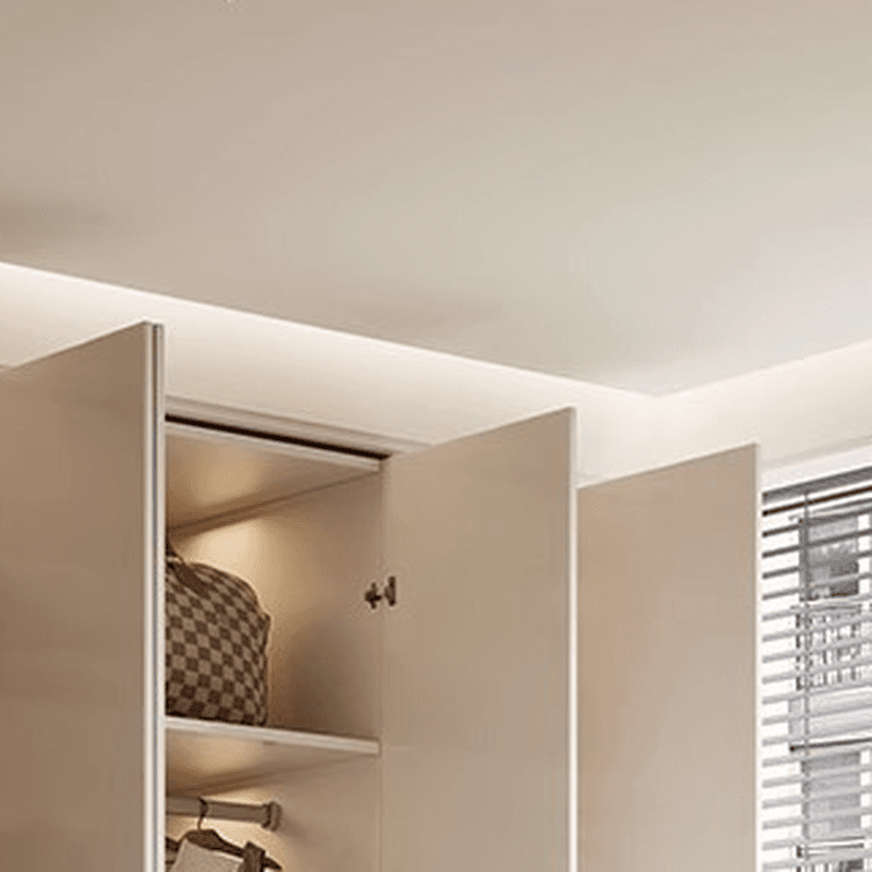 Chalk Minimalist Wood Cabinet Armoire with Soft Close Drawer and Door, Interior Shelves, and Clothing Rod thumbnail 4