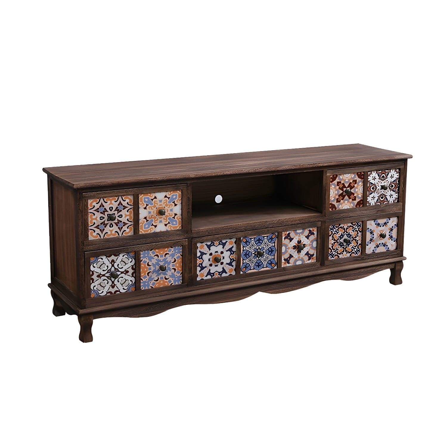 Mid-century Modern 22.83"H Solid Wood TV Media Console with Drawers thumbnail 2