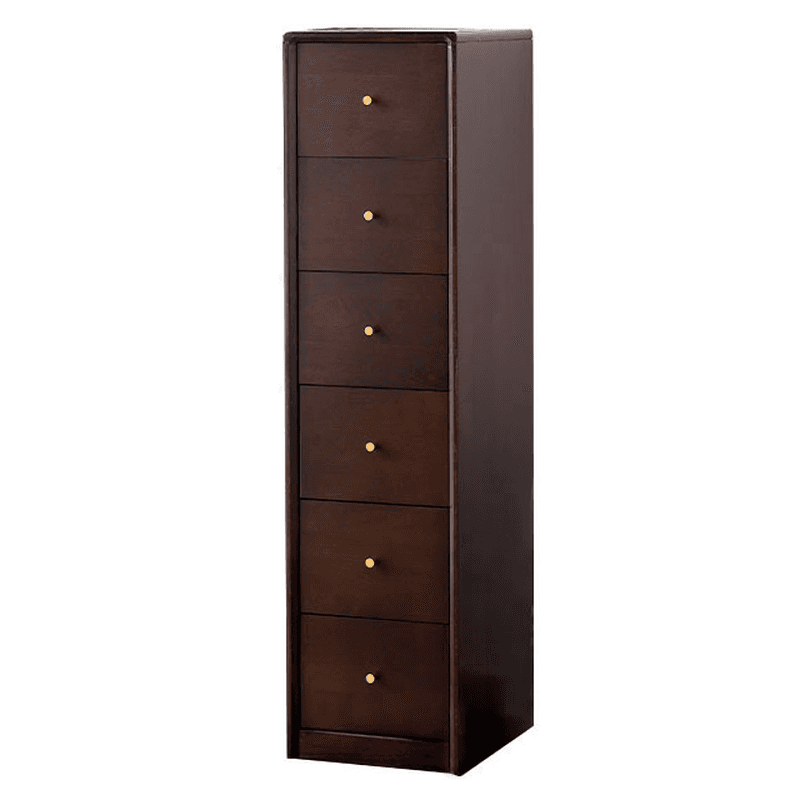 Minimalist Natural Wood Bachelor Chest with 6 Drawers, Vertical Orientation