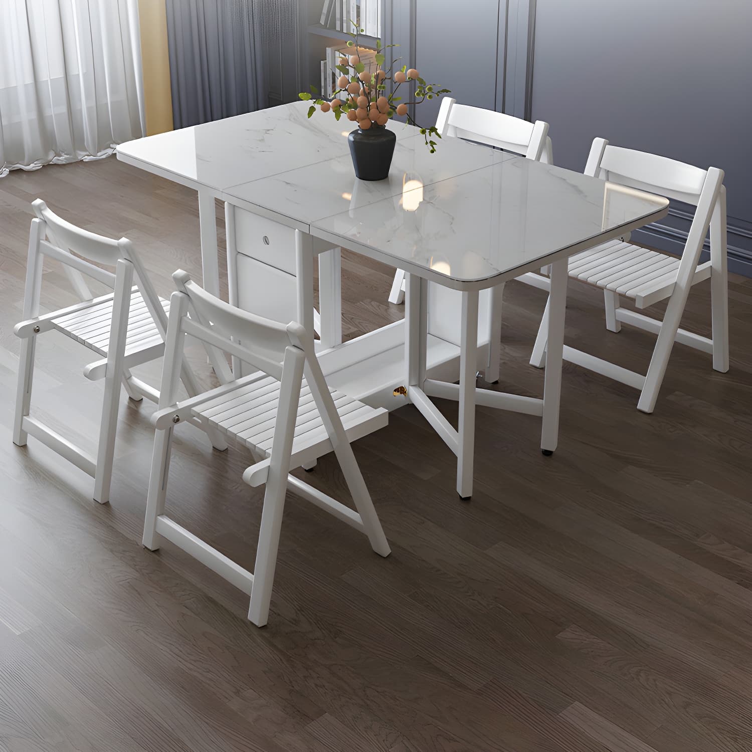 1/3/5/7 Piece Rectangle Shape Modern Style Dining Table Set with Chair thumbnail 9