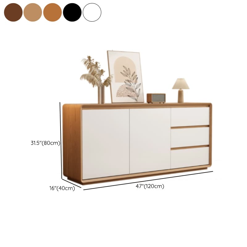 Wooden Modern Sideboard Credenza with 3 Drawers and 2 Cabinets for Storage thumbnail 11