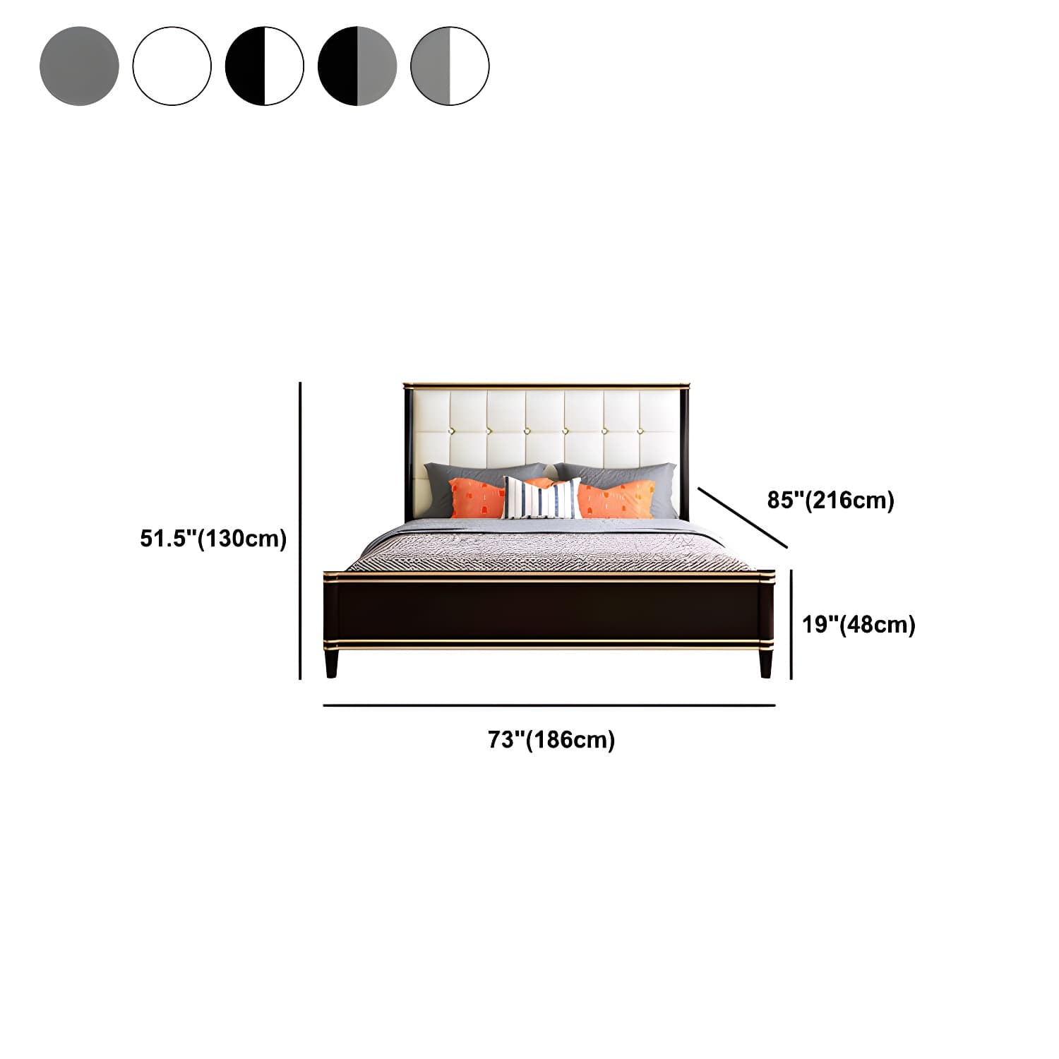 Modern Standard Bed with Tufted Upholstered Headboard and Soild Wood Legs thumbnail 15