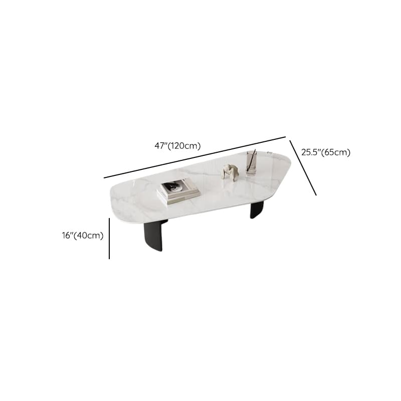 Modern Farmhouse Stone White Irregular Single Coffee Table with Twin Pedestal Base thumbnail 17