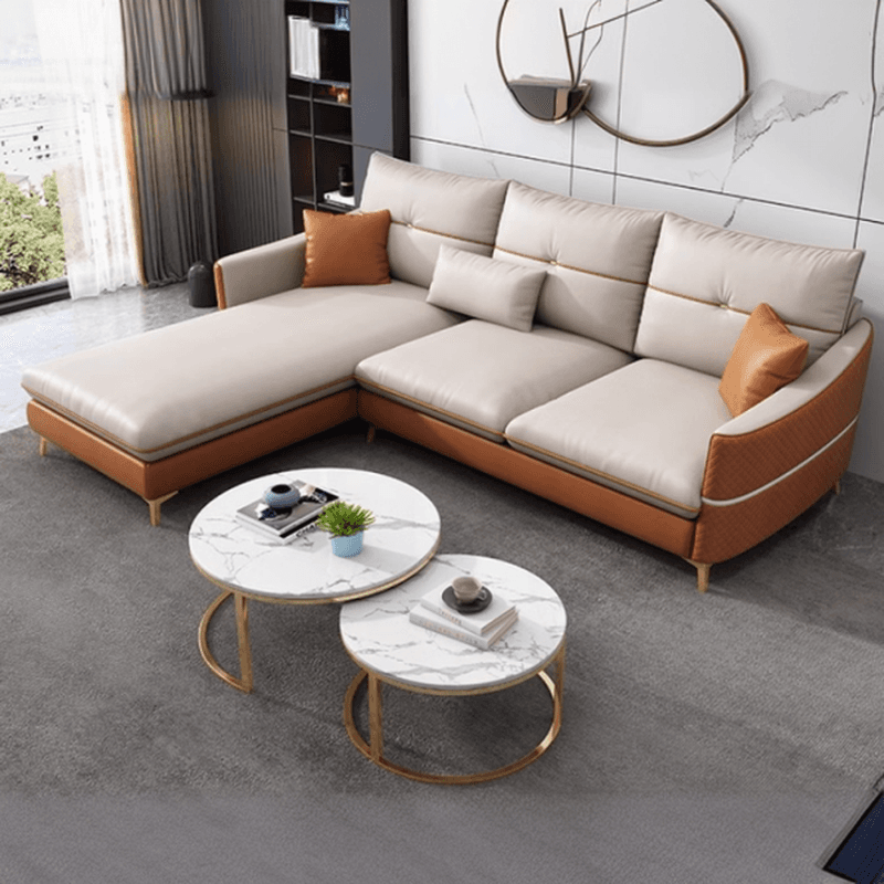 Straight/L-Shape Sofa/Sofa Chaise with Horizontal/Right Orientation, Sloped Arms, and Stitch-tufted Detailing thumbnail 2