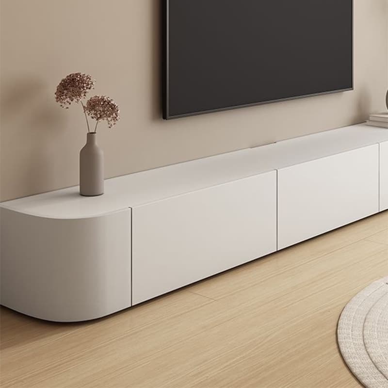Modern White Long Over 67 inches TV Stand Featuring Without Legs Design and Self-Close Drawer Glides thumbnail 7