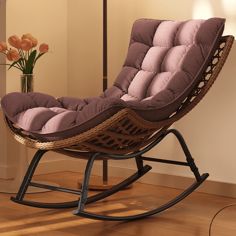 2 Piece Set/1 Piece Set Cushioned Rocking Chair with Ottoman in Resin with Rear in a Modern Simple Style thumbnail 1