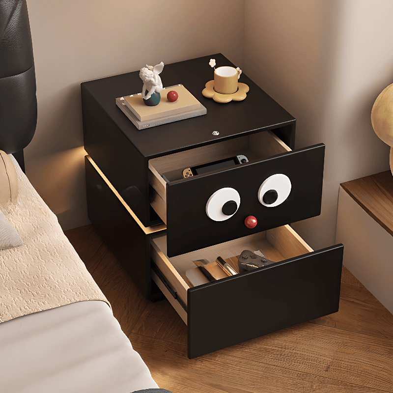 Organic Modern 2 Tiers Nightstand With Drawer Organization and Pleather Countertop thumbnail 6