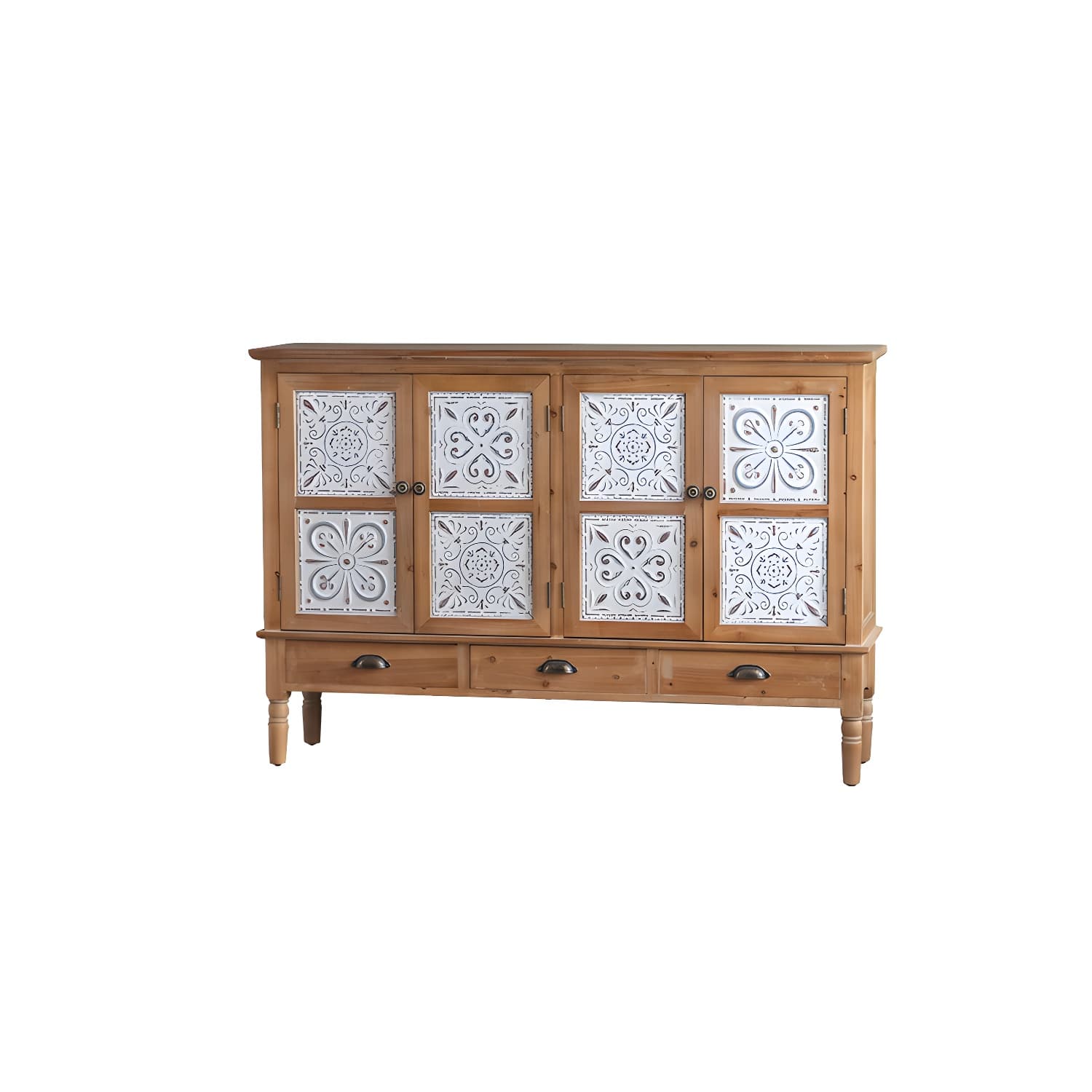 Industrial Accent Cabinet in Natural with Solid Wood Door and Drawers thumbnail 5