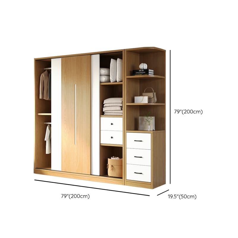 Natural Color Minimalist Cabinet Armoire with Soft Close Drawer, Soft Close Door & Interior Shelves thumbnail 24