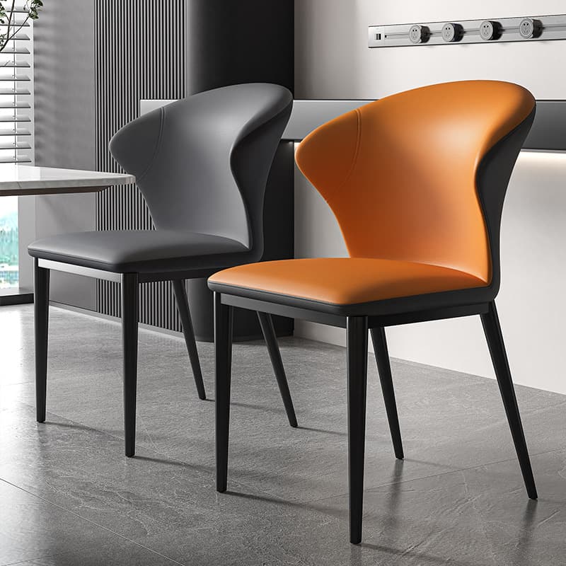 Modish Side Chair with Wing Chair Back, Padded Upholstery, Midnight Black Metal Legs thumbnail 13