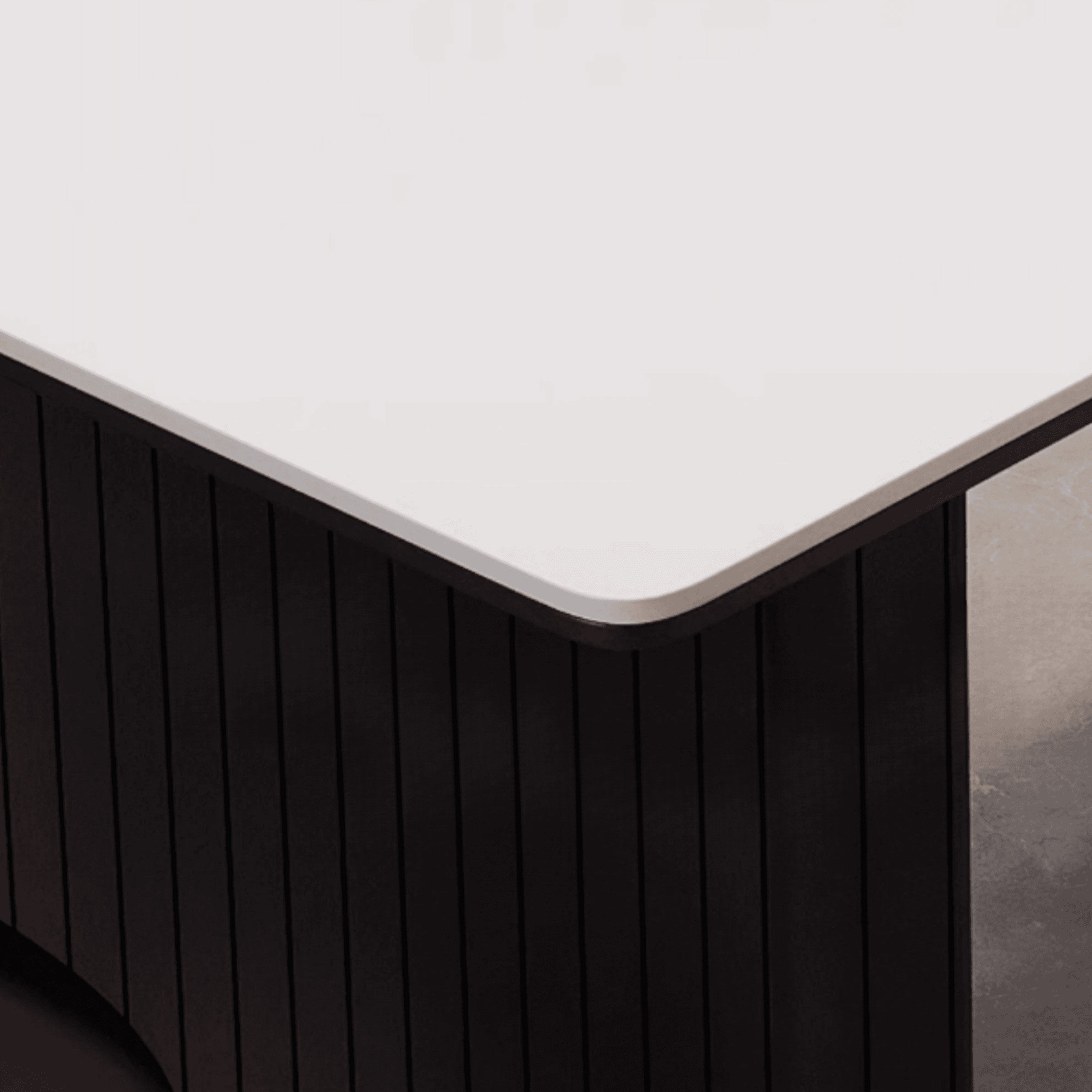 Dining Table Set with Rectangular Slate Stone Top and Two-sided Pedestal, Padded Chair with Back, 5-piece in White thumbnail 7
