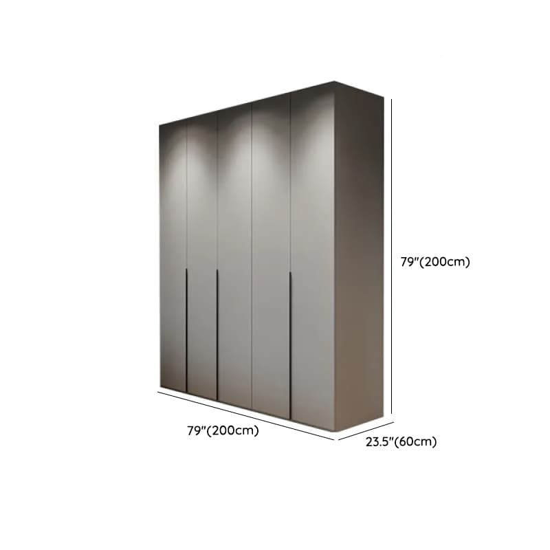 Dove Grey Minimalist Manufactured Wood Wardrobe Closet with Compartments, Soft Close Door, Interior Shelves, and Clothing Rod thumbnail 11