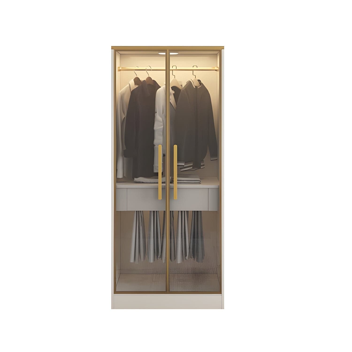 Contemporary Style Wardrobe Wooden Wardrobe Closet with Drawer thumbnail 1