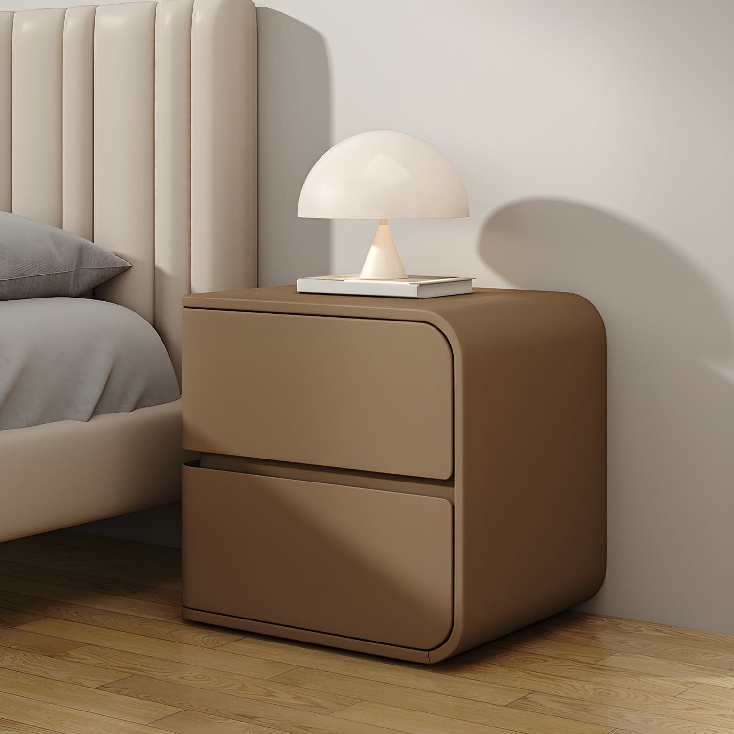 Rounded Corners Nightstands Solid Wood with Silent Buffer Guide Rail thumbnail 2