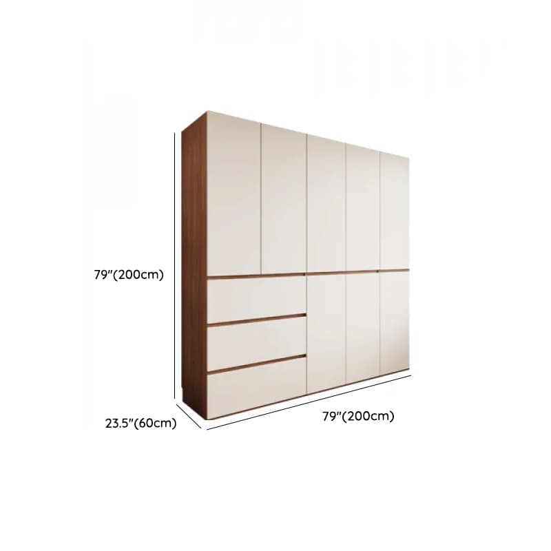 White Minimalist Manufactured Wood Independent Wardrobe Closet with Soft Close Drawer, Soft Close Door, and Interior Shelves thumbnail 10