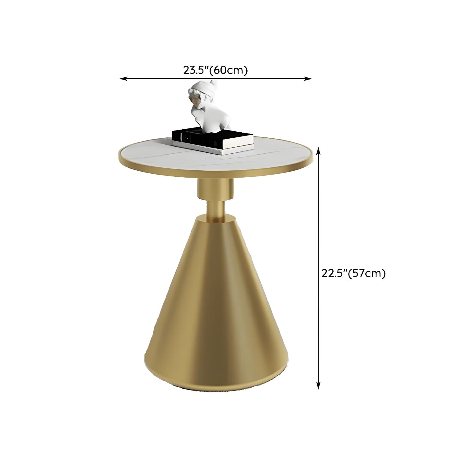 Round Stone Glam Coffee Table with Pedestal Iron Base and Built-in Storage thumbnail 19