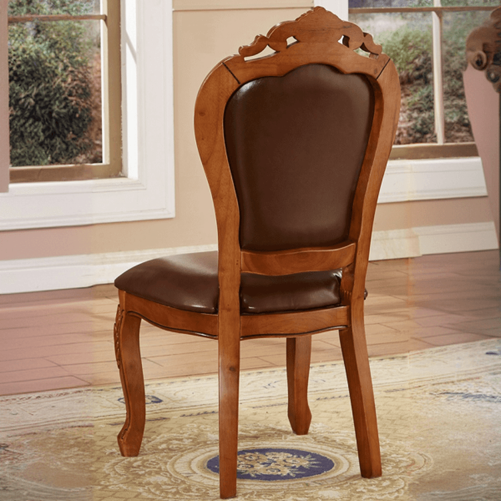 Steady Bordered Leather Upholstered Side Chair/Arm Chair with Wooden Legs and Nailhead Embellishment for Dinette in a Nordic Style thumbnail 12