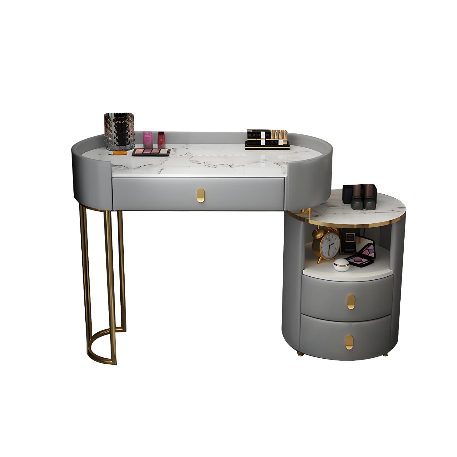 Wooden Makeup Vanity Desk Lighted Mirror Vanity Dressing Table Set with Drawer thumbnail 17