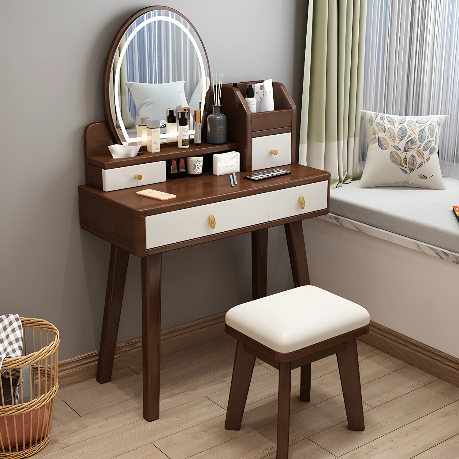 Traditions Dressing Table Bedroom Solid Wood with Drawer Mirror Make-up Vanity thumbnail 7