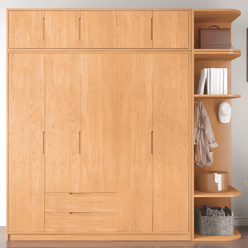 Wood Color Nordic Unfixed Wardrobe Closet thumbnail 13