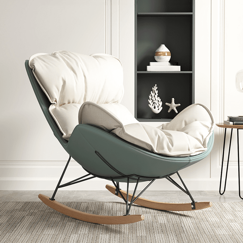 Modish Upholstered Rocking Accent Chair with Ottoman thumbnail 8
