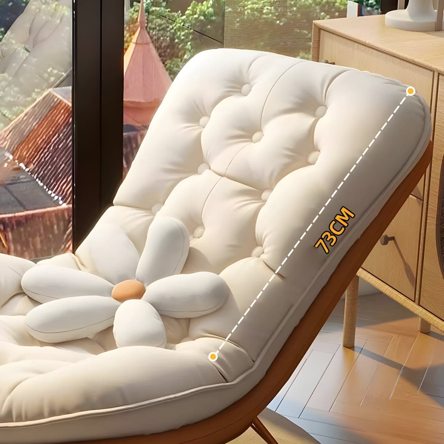 Contemporary Rocking Chair with Spindle Back, Tufted Upholstered and Wood Legs thumbnail 12