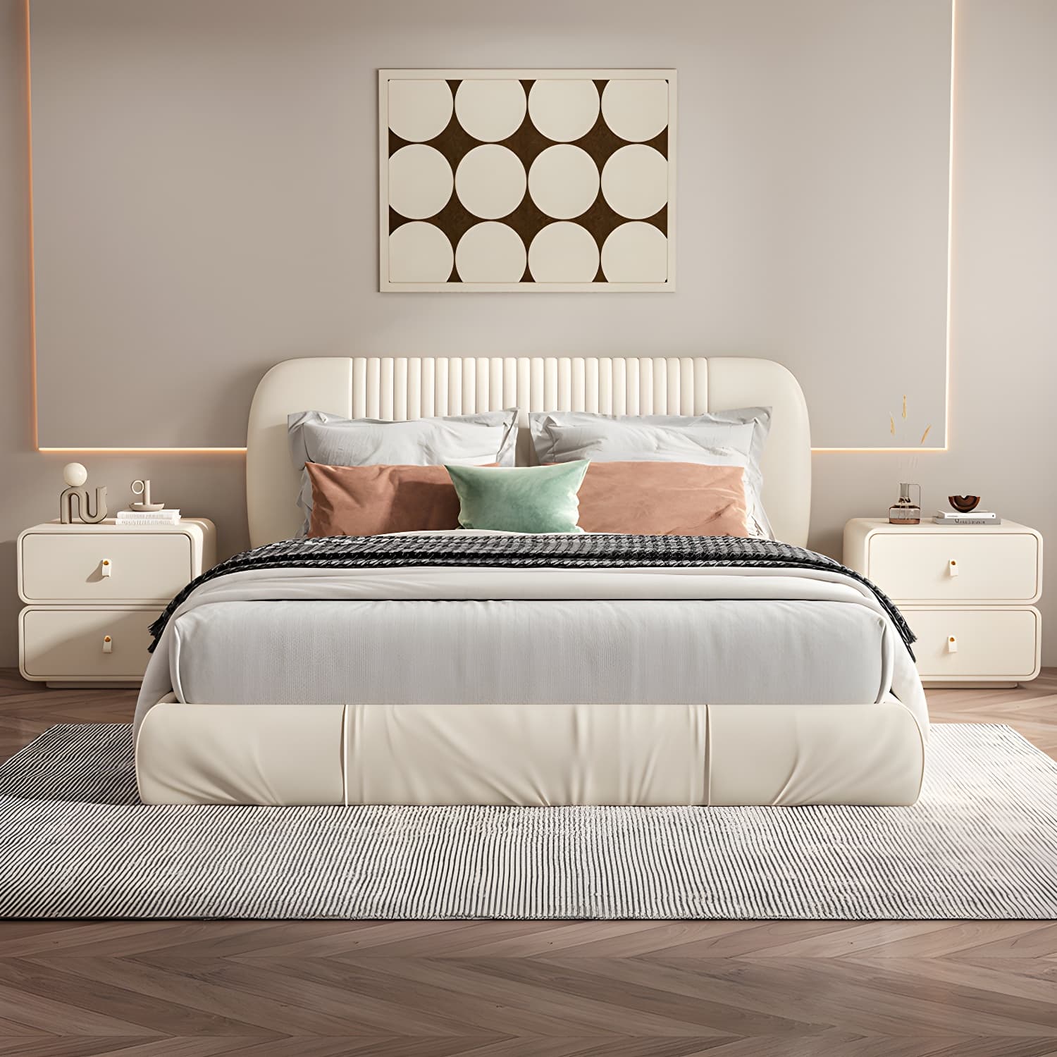 Modernism Bedside Desk Shape in Rectangular with Two-drawer for Bedroom thumbnail 14