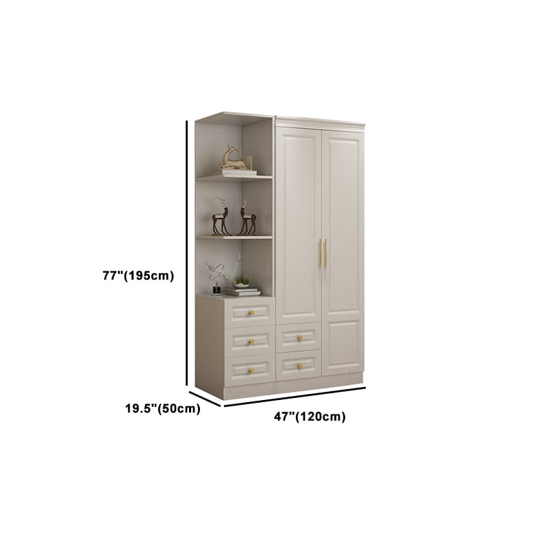 Art Deco Chalk Manufactured Wood Free Standing Interior Shelves Wardrobe with Soft Close Drawer and Hanging Rod thumbnail 22