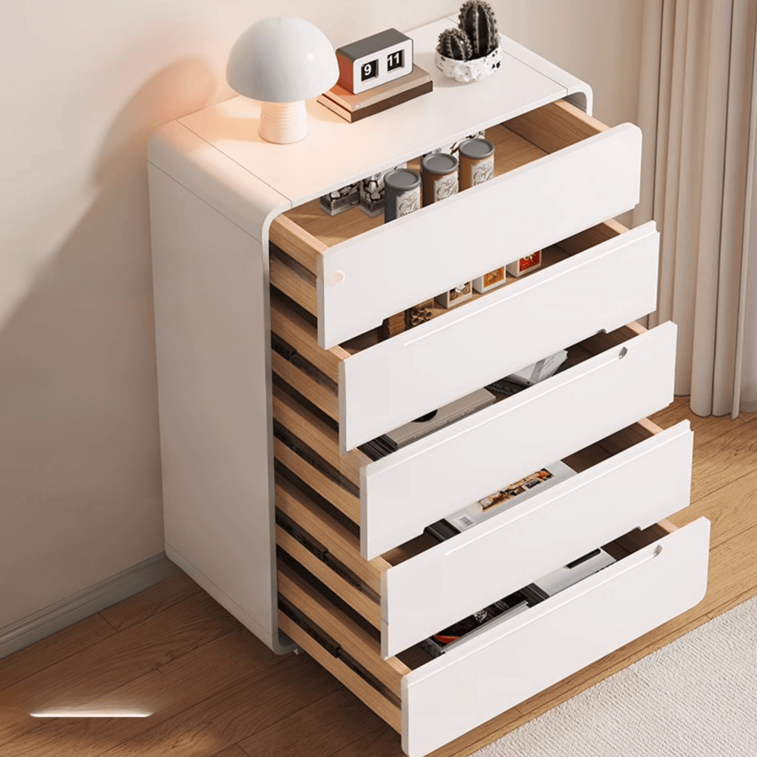 Art Deco White Horizontal/Vertical Bleached Wood Double Dresser/Bachelor Chest with 6 Drawers/8 Drawers/4 Drawers thumbnail 10
