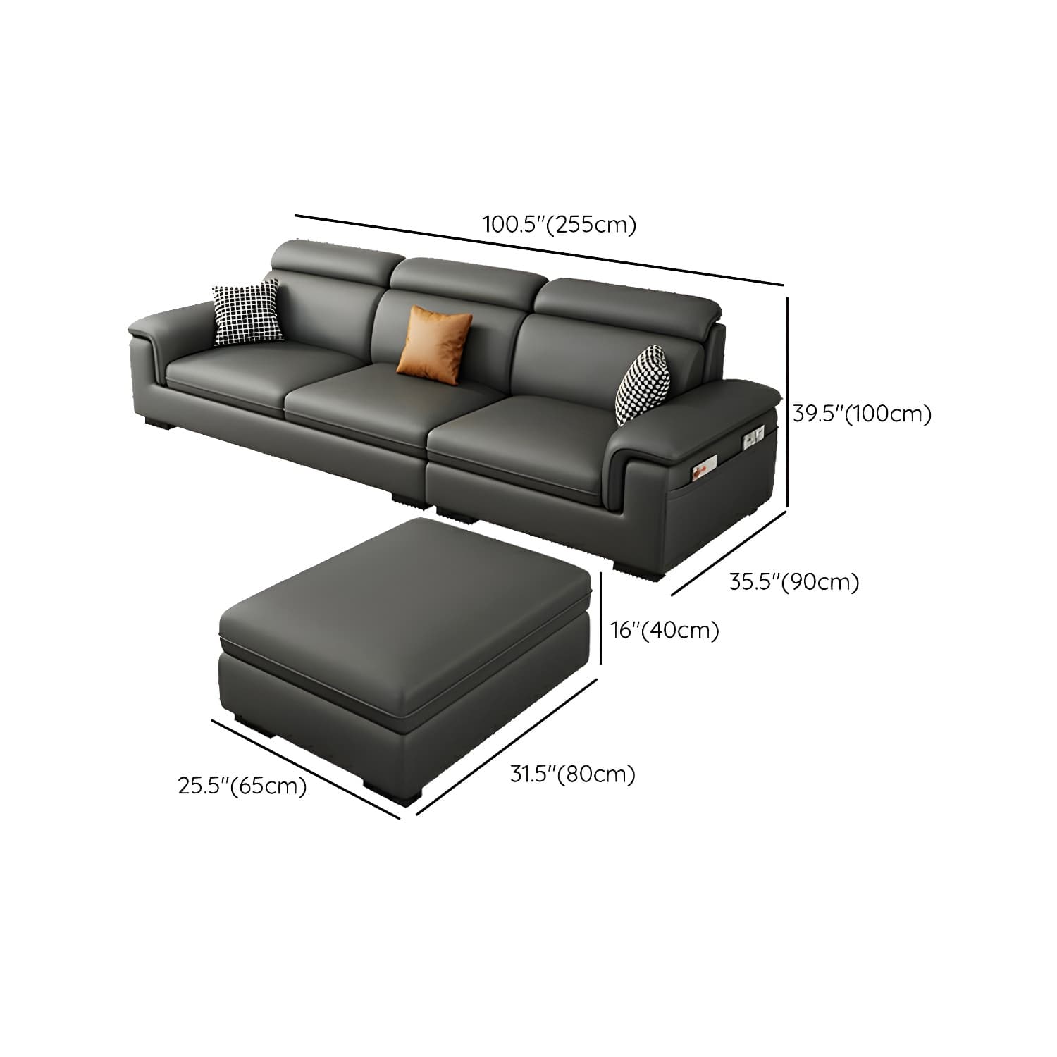 Modern Gray Stationary Sectional Sofa with Pillow Top Arm and Storage thumbnail 17