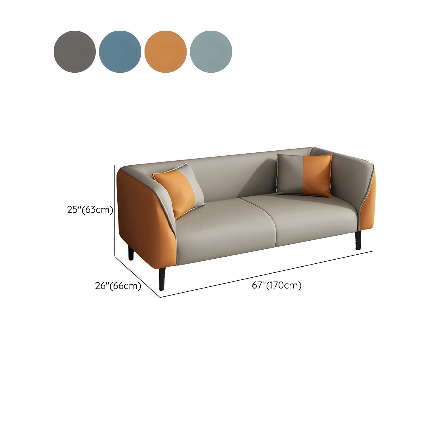 Contemporary Faux Leather Tuxedo Sofa with Water Resistant Design and Foam Seat Cushions thumbnail 25
