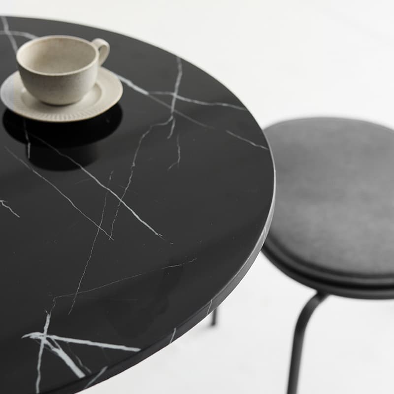 Standard Table Height Round Marble Stone Fixed Table for 2 in a Glamorous/Casual Style thumbnail 6